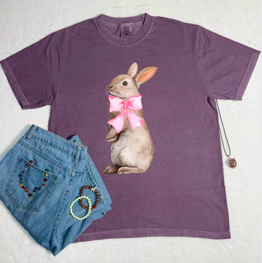 Bunny With Bow Comfort Colors Tee